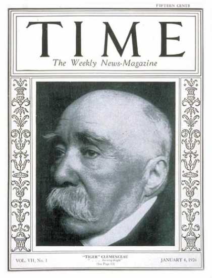 Time - Georges Clemenceau - Jan. 4, 1926 - France - Health & Medicine