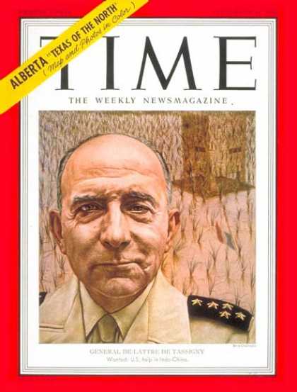 Time - General Jean de Tassigny - Sep. 24, 1951 - France - Military - Army - Generals