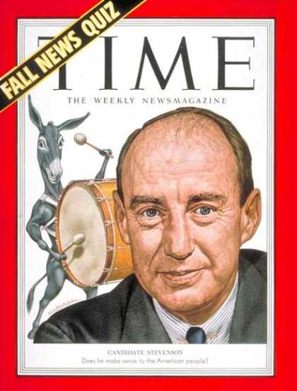 Time - Adlai Stevenson - Oct. 27, 1952 - Governors - Illinois - Democrats - Presidentia