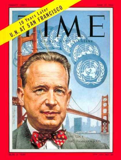 Time - Dag Hammarskjold - June 27, 1955 - United Nations - Sweden