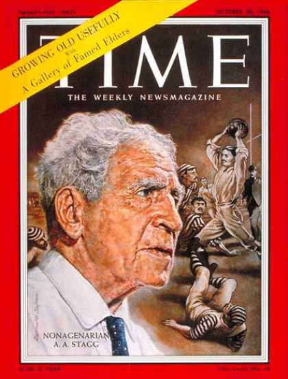 Time - Amos Stagg - Oct. 20, 1958 - Football - Aging - Health & Medicine