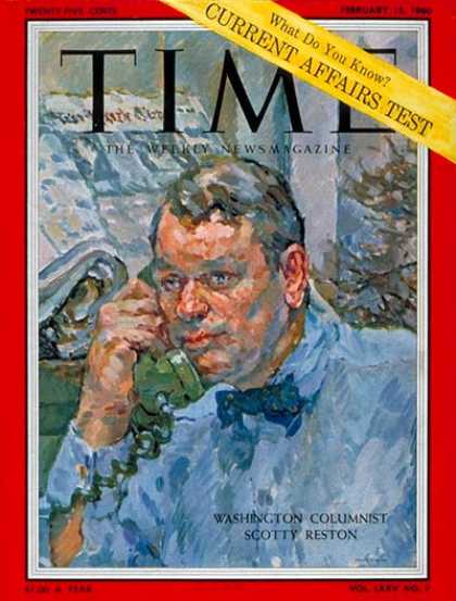 Time - James Reston - Feb. 15, 1960 - Journalism - Newspapers - Media