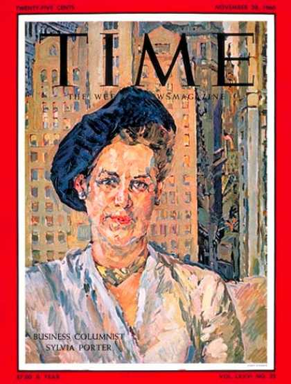 Time - Sylvia Porter - Nov. 28, 1960 - Women - Money - Journalism - Business