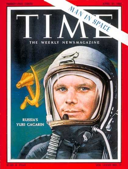 Time - Yuri Gagarin - Apr. 21, 1961 - Russia - Cosmonauts - Space Exploration