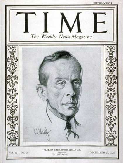 Time - Alfred P. Sloan Jr. - Dec. 27, 1926 - Alfred P. Sloan - Philanthropy - Business
