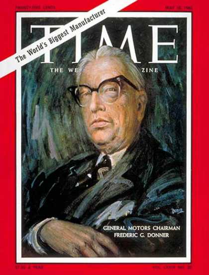 Time - Federic G. Donner - May 18, 1962 - General Motors - Cars - Automotive Industry -