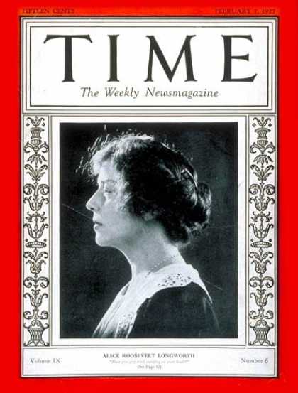 Time - Alice R. Longworth - Feb. 7, 1927 - Washington - Society