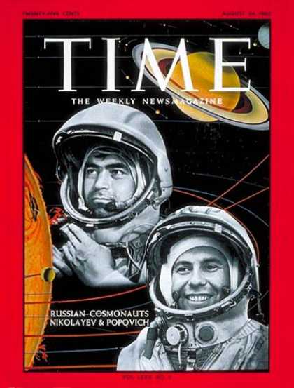 Time - Major Nikolayev, Lt. Colonel Popovich - Aug. 24, 1962 - Russia - Cosmonauts - Sp
