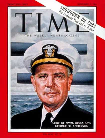 Time - Adm. George Anderson - Nov. 2, 1962 - Admirals - Navy - Cuba - Missiles - Milita