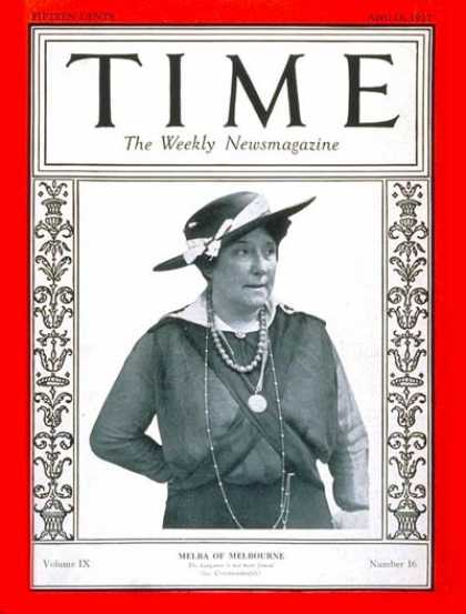 Time - Nellie Melba - Apr. 18, 1927 - Opera - Singers - Music