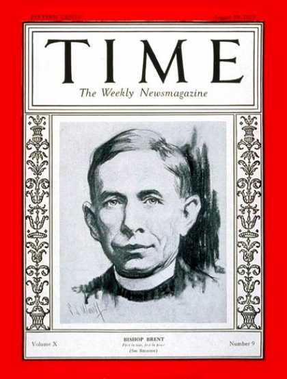 Time - Aug. 29, 1927 - World War I - Religion