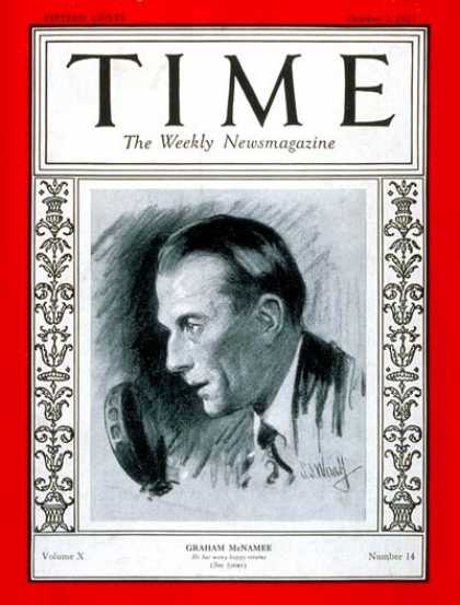Time - Graham McNamee - Oct. 3, 1927 - Broadcasting - Radio - Sports