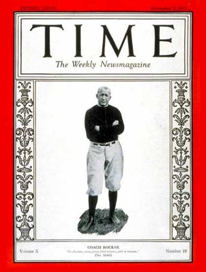 Time - Knute Rockne - Nov. 7, 1927 - Football - Notre Dame - Sports