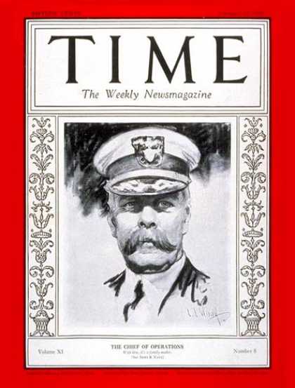 Time - Admiral Charles Hughes - Feb. 20, 1928 - Admirals - Navy - Military