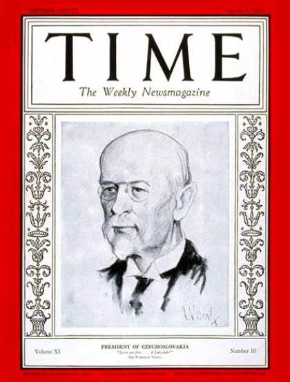 Time - Thomas G. Masaryk - Mar. 5, 1928 - Politics