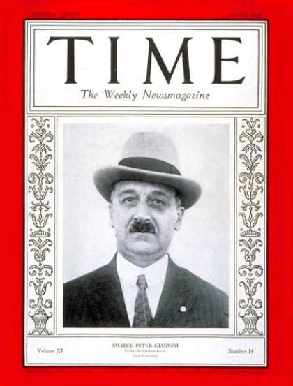 Time - Amadeo Peter Giannini - Apr. 2, 1928 - Banking - Agriculture