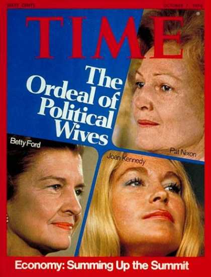Time - Political Wives - Oct. 7, 1974 - Betty Ford - Pat Nixon - Kennedys - First Ladie