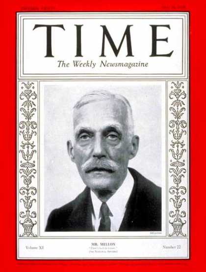 Time - Andrew W. Mellon - May 28, 1928 - Finance - Philanthropy - Business