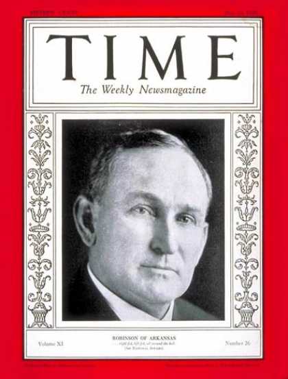 Time - Senator Joseph Robinson - June 25, 1928 - Congress - Senators - Presidential Ele