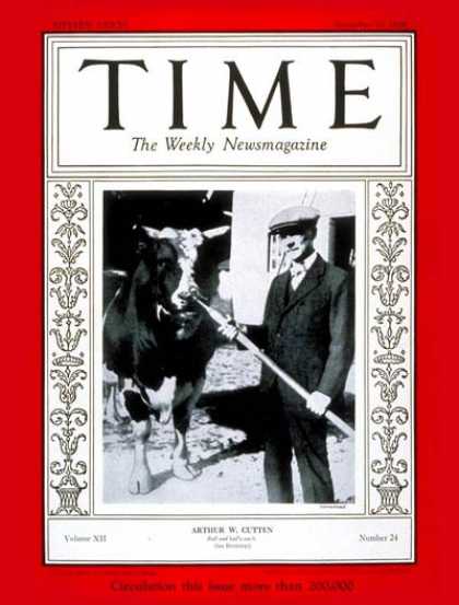 Time - Arthur W. Cutten - Dec. 10, 1928 - Finance - Business