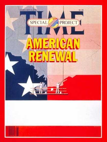 Time - American Renewal - Feb. 23, 1981 - Society - Economy - American Flag