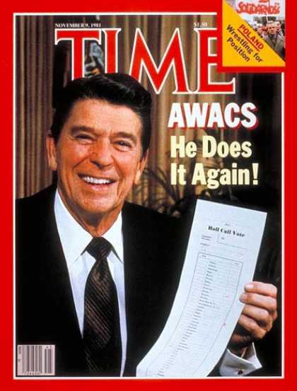 Time - Reagan's AWACS Victory - Nov. 9, 1981 - U.S. Presidents - Economy - Politics - R