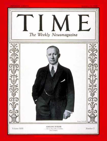 Time - Adolph Zukor - Jan. 14, 1929 - Movies
