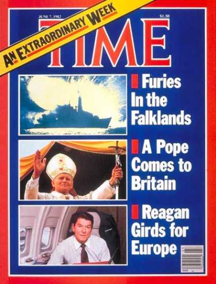 Time - Falklands, the Pope, Ronald Reagan - June 7, 1982 - Pope John Paul II - Ronald R