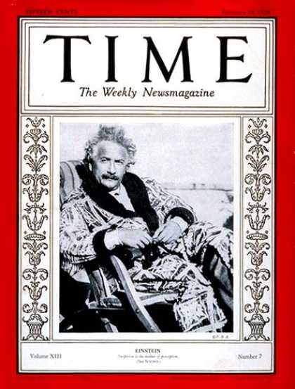 Time - Albert Einstein - Feb. 18, 1929 - Physicists - Science & Technology