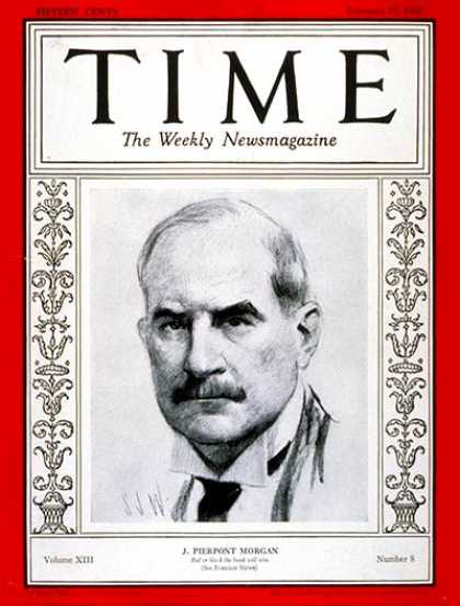 Time - J. Pierpont Morgan - Feb. 25, 1929 - Finance - Business