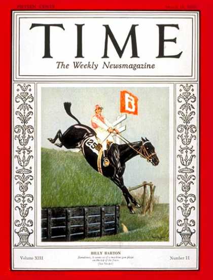 Time - Billy Barton - Mar. 18, 1929 - Horse Racing - Sports