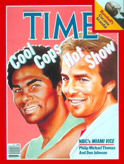 Time - Miami Vice's Phillip Michael Thomas & Don Johnson - Sep. 16, 1985 - Television -