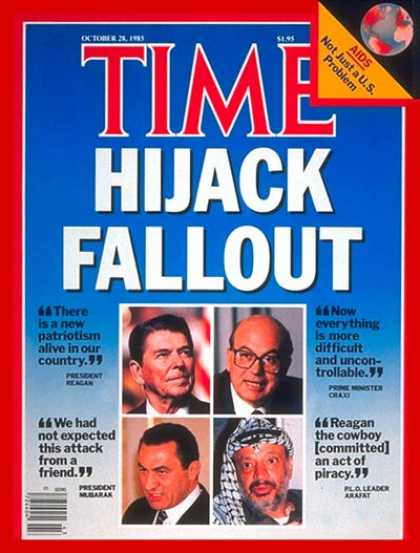 Time - Reagan, Craxi, Mubarak and Arafat - Oct. 28, 1985 - U.S. Presidents - Terrorism