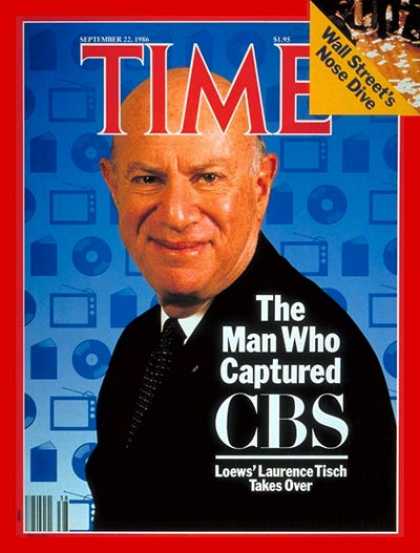 Time - Laurence Tisch - Sep. 22, 1986 - Television - CBS - Broadcasting - Business - Me