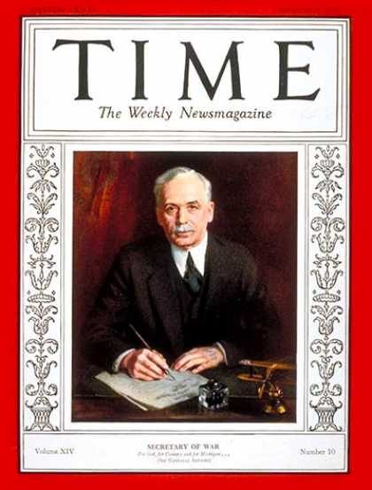 Time - James W. Good - Sep. 2, 1929 - Military - Politics