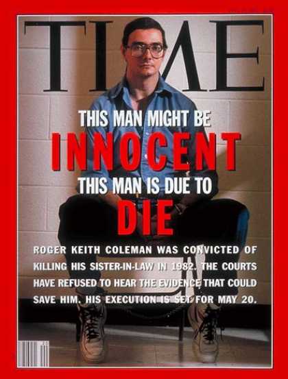Time - Roger Keith Coleman - May 18, 1992 - Capital Punishment - Crime - Death Penalty