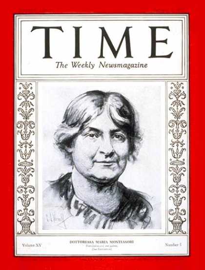 Time - Maria Montessori - Feb. 3, 1930 - Education