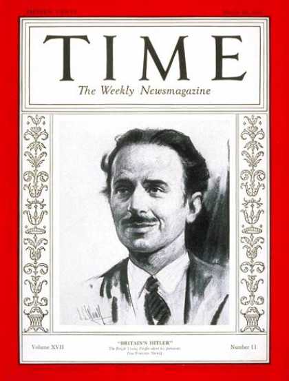 Time - Sir Oswald Moseley - Mar. 16, 1931 - Great Britain - Politics