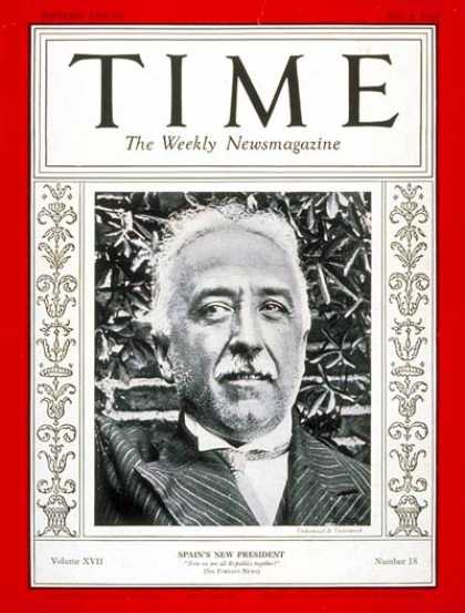 Time - President Alcala Zamora - May 4, 1931 - Spain - Presidents
