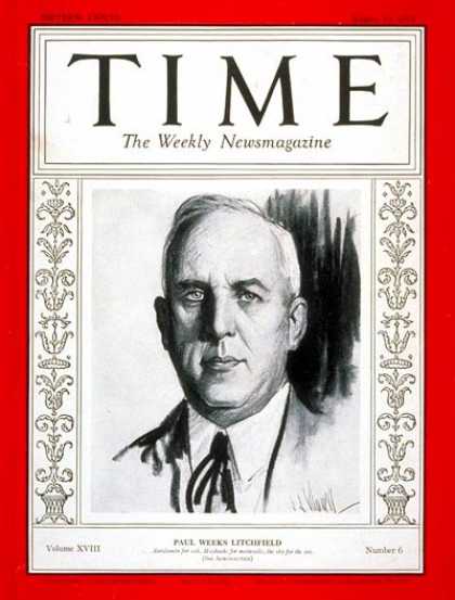 Time - Paul W. Litchfield - Aug. 10, 1931 - Business