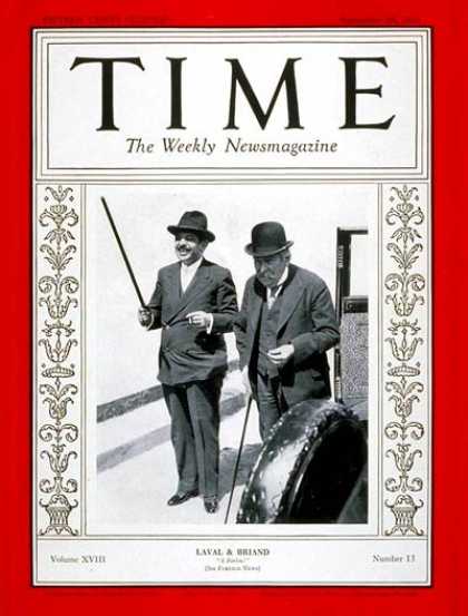 Time - Pierre Laval & Aristide Briand - Sep. 28, 1931 - Pierre Laval - Aristide Briand