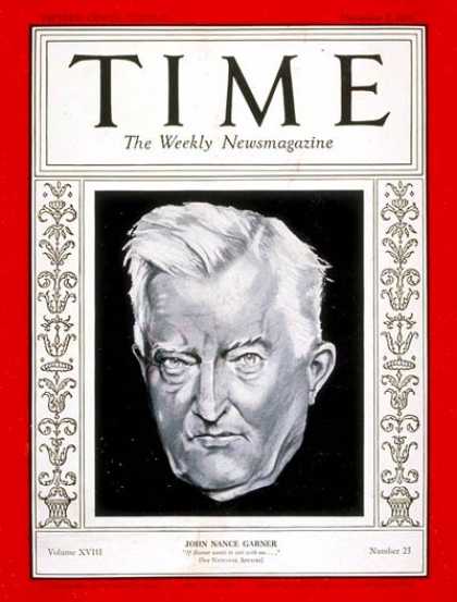 Time - John Nance Garner - Dec. 7, 1931 - Vice Presidents - Politics
