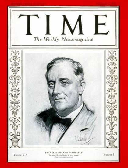 Time - Franklin D. Roosevelt - Feb. 1, 1932 - Governors - New York - Presidential Elect