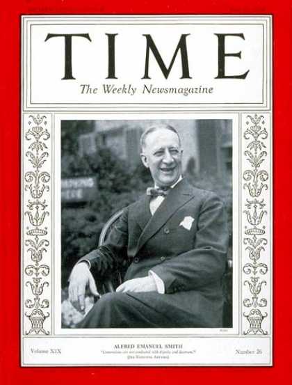 Time - Alfred E. Smith - June 27, 1932 - Presidential Elections - Politics