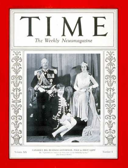 Time - Earl of Bessborough - July 25, 1932 - Canada