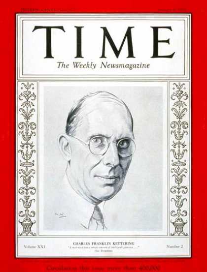 Time - Charles F. Kettering - Jan. 9, 1933 - Cars - Inventions - Innovation - Automotiv