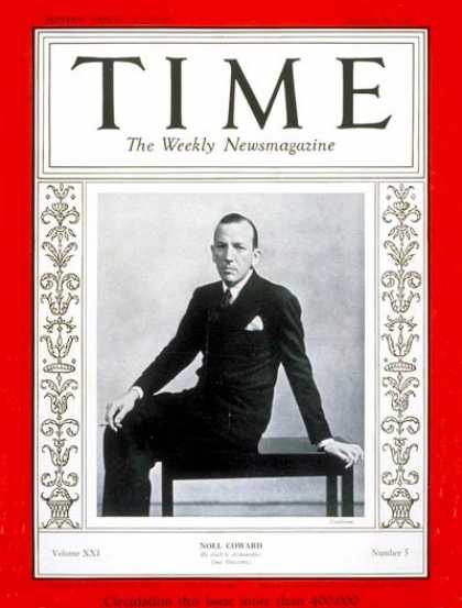 Time - Noel Coward - Jan. 30, 1933 - Theater - Books - Actors - Composers