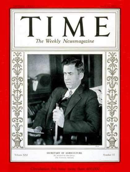 Time - Henry A. Wallace - Apr. 10, 1933 - Henry Wallace - Vice Presidents - Politics