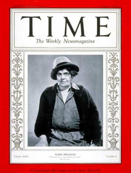 Time - Marie Dressler - Aug. 7, 1933 - Actresses - Movies