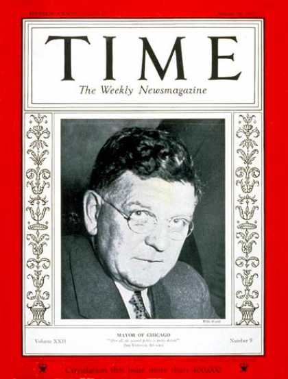 Time - Edward J. Kelly - Aug. 28, 1933 - Chicago - Cities - Politics